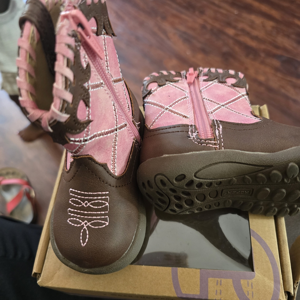 Roper Kids Pink and Brown Western Boots